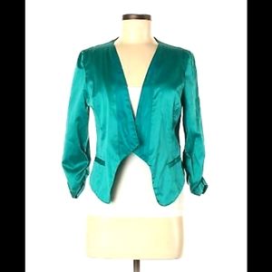 CR Satin Ruched Cropped Blazer